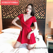 亞百鹿低胸露背連衣裙2021新款夏性感夜店女裝時(shí)尚秋冬顯瘦夜場(chǎng)工作服潮 紅色 89950-1 S