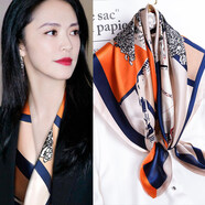 SOMUBAY 女絲巾小方巾春秋款洋氣時(shí)尚百搭夏季圍巾搭襯衫西裝披肩 WJ-462鴻運錦繡