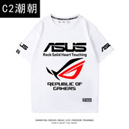 C2潮朝華碩玩家國度ROG敗家之眼logo衣服男女夏季純棉寬松T恤周邊半袖潮 寬松款-白色-圖9 L