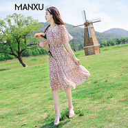 曼蓄高端品牌連衣裙田園風(fēng)裙子夏天女裝2025碎花雪紡夏季新款氣質(zhì)女士 碎花（現(xiàn)貨速發(fā)） L （建議110-120斤）