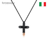 BROSWAYbrosway歐美時(shí)尚輕奢十字男士項(xiàng)鏈小眾飾品浪漫生日送男友禮物 磨砂黑金色 585mm+15mm 鏈粗1.5