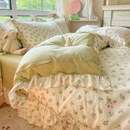 北極絨全棉四件套純棉韓式小碎花荷葉花邊床單被套田園公主風(fēng)床上用品 果香 床單款 1點(diǎn)5m床單款四件套 1點(diǎn)5m床單款四件套