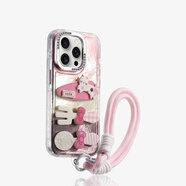 【原裝品質(zhì)】適用iPhone16promax手機殼漸變蘋(píng)果1513硅膠1412 【粉棕漸變】貓咪湯勺叉+掛繩 iPhone 16