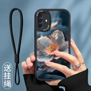屹川適用vivox30/pro手機殼 X27/PRO全包防摔x30網(wǎng)紅ins風(fēng)x30幻彩版新款皮紋硅膠軟殼繽紛郁金香女款  【酷炫黑】落蝶牡丹-贈保護膜+掛繩 vivox27