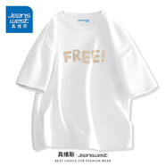 真維斯（Jeanswest）青少年港風t恤男女短袖夏季純棉高支數寬松情侶ins潮流半袖體恤JR 白（自由F） 5XL 【適合220-250斤】