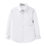 羅蒙白襯衫男童長袖襯衫小學(xué)生校園服飾兒童童裝襯衣春秋冬款校園表演 口袋款春秋襯衫 140