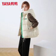 鴨鴨（YAYA）羽絨馬甲女外穿秋冬新款情侶男女同款連帽馬夾背心羽絨服外套 米白色 M