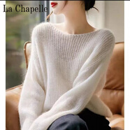 拉夏貝爾（La Chapelle）2023春秋馬海毛毛衣女薄款鏤空上衣慵懶風(fēng)氣質(zhì)寬松韓系針織衫 純100自動(dòng)發(fā)熱白色 純100自動(dòng)發(fā)熱M