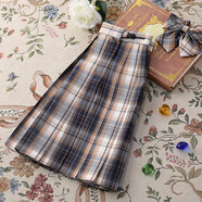 【JK制服官方】現貨原創(chuàng  )jk制服少女格裙半身裙校供感學(xué)院風(fēng)可調節百褶裙女短裙子童 小熊の裙格裙 XS