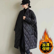 萌菲思300斤胖妹加肥加大碼女裝中長款棉服外套特大碼胖mm寬松顯瘦棉衣冬裝肥胖女人穿的衣服 黑色 大碼2XL【建議200-300斤可穿】加肥加大外套