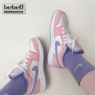 耐克（NIKE）【嚴選好物】bebe8耐克AJ1 NIKE AIR JORDAN 1 low低幫休閑板鞋 粉白紫CK3022/CV9844-600 37.5