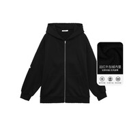 BODYDREAM重磅破洞衛衣外套男秋秋拉鏈開(kāi)衫連帽情侶裝潮休閑帽衫 黑色（加絨） L