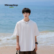 MMOPTOP純色重磅短袖T恤男夏季簡(jiǎn)約純棉寬松休閑打底衫女T001 2白色XL