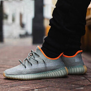 阿迪達(dá)斯 （adidas）【潮】Yeezy Boost 350 V2椰子新款男女鞋運(yùn)動(dòng)休閑透氣情侶跑步鞋 FX9035（灰橙 側(cè)透滿天星） 36.5