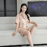 MR.DE甘苧內(nèi)衣服飾認(rèn)準(zhǔn)春夏秋冰絲睡衣女套裝絲滑裸感家居服寬松 香檳色太陽(yáng)花(短褲+短袖) M 建議體重80-100斤