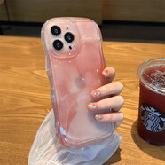 巴蒂尼 粉色水墨暈染iPhone手機(jī)殼蘋果手機(jī)保護(hù)套全包攝像頭硅膠軟殼情侶男女防摔卡通可愛個(gè)性 【透粉】波浪邊氣囊防摔 iPhone 14