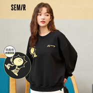 森馬森馬衛衣女加絨套頭衫慵懶風(fēng)冬季新款刺繡oversize落肩針織衫
