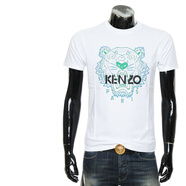 KENZO/高田賢三 男士潮牌經(jīng)典虎頭時(shí)尚圓領(lǐng)短袖T恤 FD65TS0204SO 白色 1 L