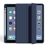 【帶筆槽】倪爾克 iPad 保護套iPad 9/8/7三折支架保護殼2021款10.2平板皮套10代 深海藍【升級筆槽款】全包三折皮套 【10.2英寸】iPad 9/8/7