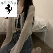溥畔針織開衫春秋薄款毛線衣女外穿耐曬女夏季冰絲小罩衫坎肩鏤空長袖 白色開衫 均碼