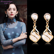 寶曼丹 BORMENDAM貓眼石耳墜耳環(huán)女高級感輕奢氣質(zhì)時(shí)尚百搭奢華風(fēng)水晶耳釘寶石耳飾 金色
