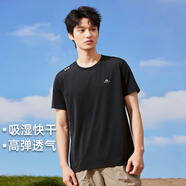 拓路者（Pioneer Camp）快干短袖t恤男士夏季速干運動半截袖休閑寬松上衣男 黑色 M 