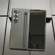三星（SAMSUNG）限量優(yōu)惠券三星ZFold6手機(jī)殼帶Spen觸控筆防摔簡約折疊屏前后殼 黑色三星LOGO帶普通電容筆 三星GalaxyZFold6