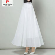 皮爾卡丹（pierre cardin）氣質(zhì)波點(diǎn)半身裙女夏季新款大碼顯瘦修身大擺a字雪紡跳舞長(zhǎng)裙 白色【裙長(zhǎng)80cm】 2XL【建議140-160斤】