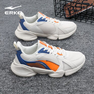 鴻星爾克男鞋運動鞋夏季革網面透氣輕便休閑學生時尚百搭耐磨減震跑步鞋子 橡芽白/煙霧藍2246 44