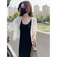 簡(jiǎn)丹柔夏搭配無(wú)袖連衣裙的薄款外套配吊帶裙的外搭披肩冰絲開(kāi)衫感 白色 S
