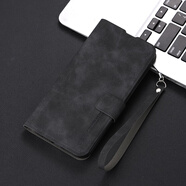 佩諾 蘋果6plus翻蓋手機殼iphone6保護套全包防摔翻蓋皮套插卡觀影支架時尚創(chuàng)新男女款外殼 【膚感翻蓋搭扣皮套】黑色+掛繩 蘋果6/蘋果6s通用
