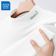 真維斯（JEANSWEST）長(zhǎng)袖t恤打底衫女裝秋冬季新款雙面絨上衣服立領(lǐng)保暖衣純色內(nèi)搭女 白色 小快樂(lè)生活_K_左領(lǐng)角 S