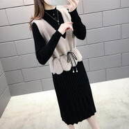 蘇洛琳2025年春秋季冬天新款紅色針織女士套裝連衣裙小個(gè)子穿搭氣質(zhì)衣服 卡其色 均碼