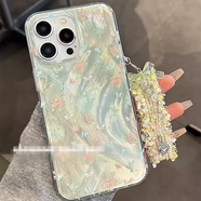 世博納 S羽紗蝴蝶碎花適用vivos18s17手機殼x90x60x70文藝清新y100y52s少女心y7s小眾y30x27y78y35輕奢T1T2 【綠色羽紗碎花蝴蝶+蕾絲掛飾】 vivo X21 后置指紋