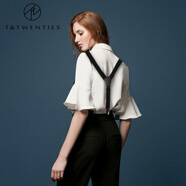 T&Twenties時(shí)尚褲子背帶夾女 y字防滑背帶夾子牛仔褲西褲吊褲帶夾黑色掛鉤款 【夾子款背帶-黑色】E127