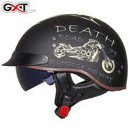 GXT摩托車(chē)頭盔四季遮陽(yáng)半盔瓢盔復(fù)古太子盔個(gè)性酷安全帽四季MT-4 極速摩托（推薦花色） XL（適合59~60cm）