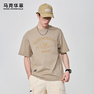 馬克華菲T恤男春夏季透氣短袖上衣潮流繡花男士打底衫 卡其 52/L 