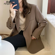 鳳蝶兒西裝外套女春裝新款女裝韓版氣質(zhì)英倫風(fēng)西裝外套女春秋小西服上衣 咖色  S