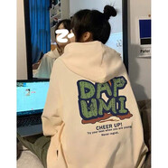 佘曼萊連帽衛(wèi)衣女春秋季美式寬松慵懶風加絨上衣女裝外套學(xué)生2023新款 杏色 XL