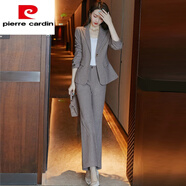 皮爾卡丹品牌小西裝套裝女職業(yè)西裝套裝時(shí)尚2022年新款秋冬季高 咖色(兩件套) M (適合85-105斤)