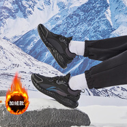 李寧（LI-NING）運(yùn)動(dòng)鞋男鞋秋冬季新款輕便透氣減震休閑鞋跑步鞋 黑色/冷檀黑-1 加絨款 39