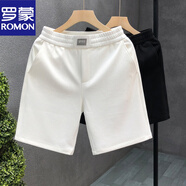 羅蒙（ROMON）巨時(shí)尚波點(diǎn)白色短褲男潮牌夏季外穿五分褲男士高端休閑運(yùn)動(dòng)中褲子 白色 M