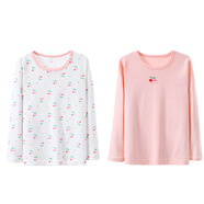 KIDS MAM&DAD女童純棉秋衣秋款打底衫寶寶秋衣單件上衣中大兒童內衣打底衫薄款 白色組 100 cm