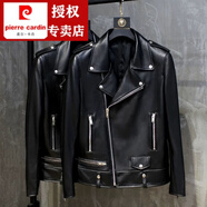 皮爾卡丹（pierre cardin）明星同款機車(chē)服皮衣男士外套潮流韓版修身短款翻領(lǐng)皮夾克男潮 2026款 黑色 L 建議95-110斤