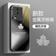 彩繪師 適用vivoiQOONeo8/10/9SPro+手機殼創(chuàng)意玻璃neo7se/6se/5s硅膠防摔硬殼保護套網(wǎng)紅簡約楓葉男女款 iQOONeo7/7se/競速【深邃黑】立體感玻璃