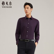 雅戈?duì)枺╕OUNGOR）長(zhǎng)袖襯衫男素色羊毛混紡面料可機(jī)洗羊毛襯衫親膚透氣溫暖有型 VLQW129756MFA暗紅 43