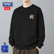 NASAR-FARM官方衛衣男親膚舒適精梳棉打底衫春季學(xué)生寬松重工女生情侶裝上衣 常規衛衣-02-黑色 L （115-130斤）