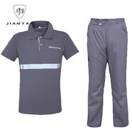 劍潭（JIANTAN）夏寶馬工作服男短袖T恤4s店工裝定制汽修工作服套裝男維修Polo衫 T恤套裝（有字母）） 160/S碼