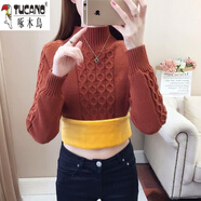 啄木鳥(niǎo)（TUCANO）羊毛絨衫女加絨加厚2025秋冬新款半高領(lǐng)寬松百搭麻花毛衣女子裝上 焦糖色加絨 L 【建議105-120】