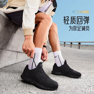李寧運(yùn)動鞋男鞋夏季輕便皮面跑步鞋男士軟底防滑休閑慢跑鞋 黑色(革面) 39